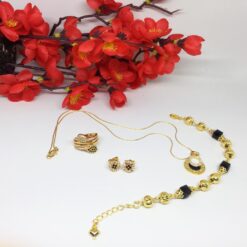 Xuping Set Perhiasan Kalung Anting Cincin Gelang Lapis Emas - BS017